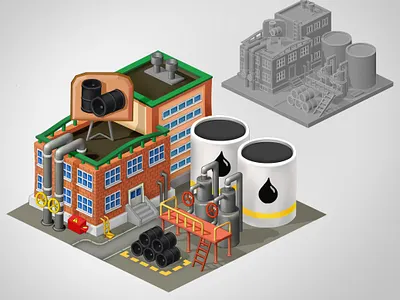 The isometric factory 3d art art casual game cg colorful art concept concept art flat illustration isometric art