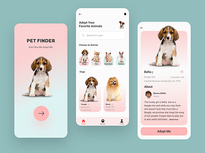 Pets Adoption App app design minimal ui