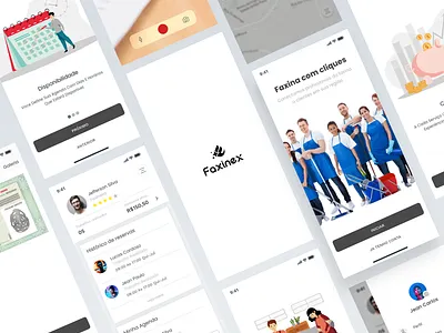 App Faxinex - Service provider app brazil clean flat illustration ios minimal mobile service typography ui ux