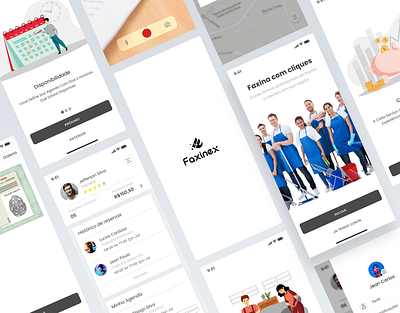 App Faxinex - Service provider app brazil clean flat illustration ios minimal mobile service typography ui ux