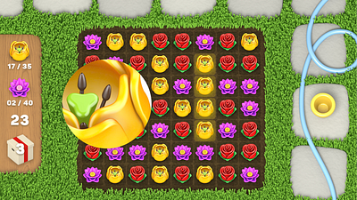 Match 3 Game 3d 3d art flowers game art game design games paladin engineering