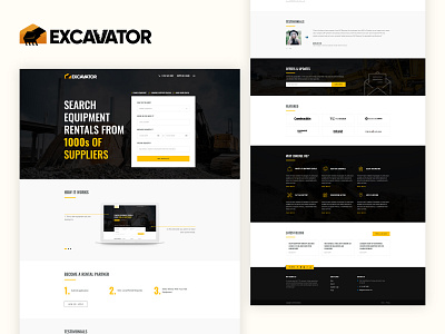 Excavator Heavy Equipment's Rental Portal booking clean ui construction construction worker equipment heavy equipment landing page design loader minimalism minimalist minimalistic rental rental website responsive web design tractor truck uiux design