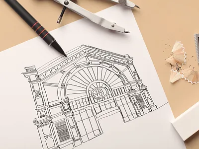 Charleroi drawing one line black design drawing illustration ink one line sketch