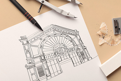 Charleroi drawing one line black design drawing illustration ink one line sketch