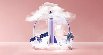 Space Launch - Experiment austronaut collage colorful experiment explore mockup photoshop photoshop art pink space spaceship spacex starship wallpaper