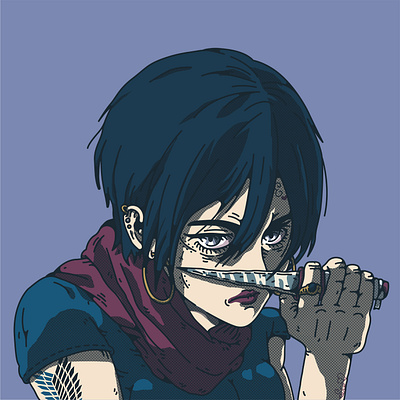 Mikasa on Anís anime attack on titan cartoon design doodle illustration illustrations shingekinokiojin vector