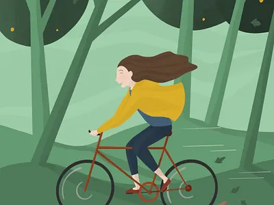 Cyclist bicycle energetic exercise fun girl girl on bike happy illustration outdoors