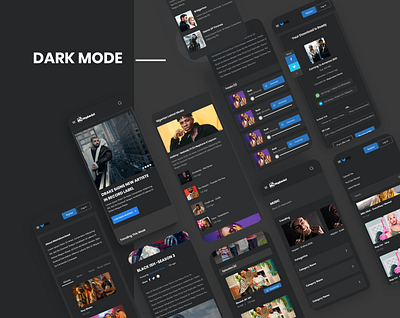 Entertainment & News Blog Design (Mobile - Dark Mode) blog blogger dailui design landing page landing page ui mobile mobile blog mobile news news blog social ui ui design uid uidesign uiux ux uxui web