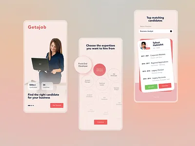Getajob mobile job platform adobexd app business candidates career concept design employee employer human resources job board job posting jobs mobile mobile app platform profile ui uidesign ux