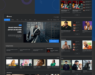 Entertainment & News Blog Design (Dark Mode) article design blog blog design blog post blogger blogging dailui design entertainment landing page landing page ui news social ui uid ux uxui web