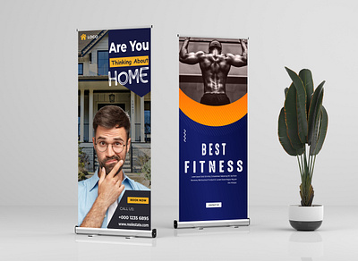 Roll-Up Banner Set Templates agency art banner beautiful business company connection corporate creative design eps gym roll up banner logo marketing modern multipurpose network real estate agency
