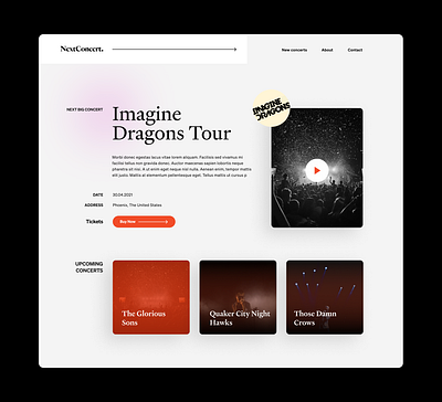 Concert Website - Daily UI #1 black clean concert dailyui dailyuichallenge grey modern music website