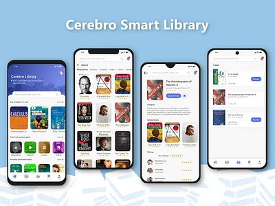Cerebro Smart Library book design illustration library app mobile mockup ui ux