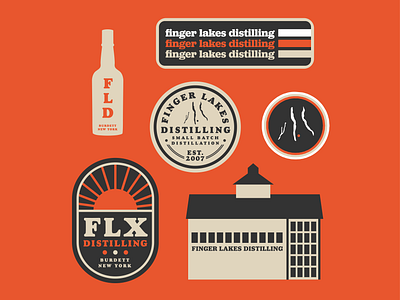 Finger Lakes Distilling badge design distillery distilling finger lakes logo retro thick lines upstate upstate new york upstate ny