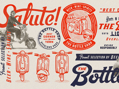 The Bottle Shop Collage beer cheers liquor store typography vespa wine