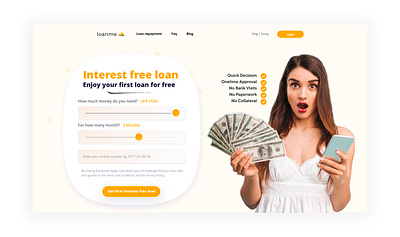 Instant Online Loan Landing page finance finance app finance business fintech fintech app landing page landing page ui mobile app wallet