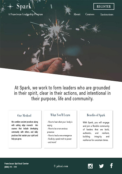 Spark Website Homepage design onepage