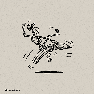 Bull ride bullride creativity hat illustration ink krita pencil skeleton