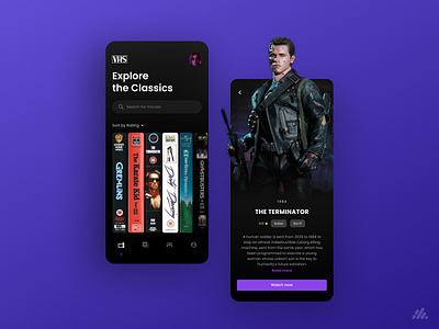 VHS - The App! app branding clean design desktop interface minimal mobile retro retro design terminator typography ui ux ux design visual design