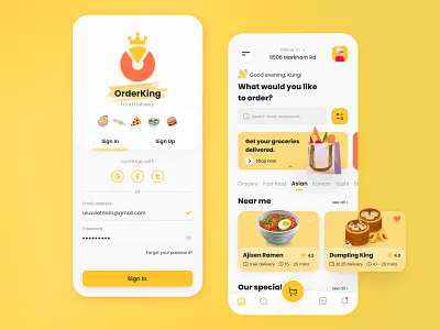 OrderKing - Food Delivery App delivery app design food food app food delivery app ui ui design