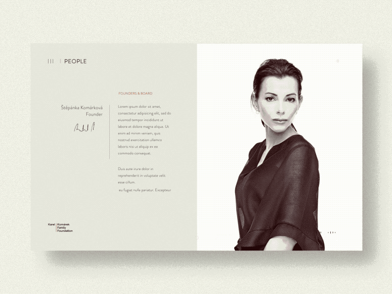 KKFF / About people transition animations buracinsky corporate foundation lubos microsite ui ux