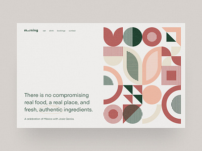 Morning restaurant concept — part 1 1 page abstract art branding cafe css grid geometry grid landing page mexican minimal minimalism restaurant restaurant branding shapes simple split warm web design webflow