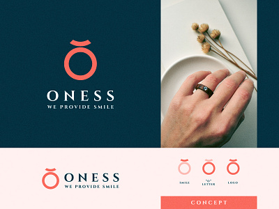 ONESS brand identity branding creative logo design designer fashion flat icon jewelry logo letter logo lettering logo logotype luxury logo minimalist logo ornament ring logo smile vector wedding ring