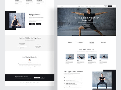 Yoga Website Template Design black and white clean dribbble fitness fitness center gym landingpage minimal popular popular shot ui ux web webdesign webflix website website builder website ui yoga yoga website