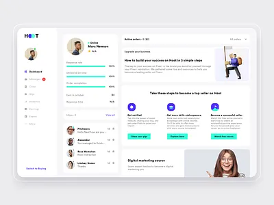 Unigigs Dashboard prototype branding buyer seller design digital marketing esarning events freelance gigs icon illustration logo message neel order prakhar profile sharma uiux user interface experience web