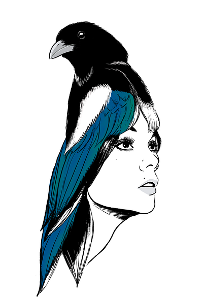 Oddity 4 1960s black and white digital illustration dry brush girl illustration mod oddity procreate psychedelic vintage