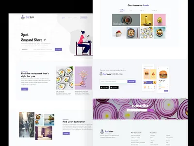 Food Review Website branding card color colorful desktop food homepage illustration minimalistic ui uidesign webdesign website