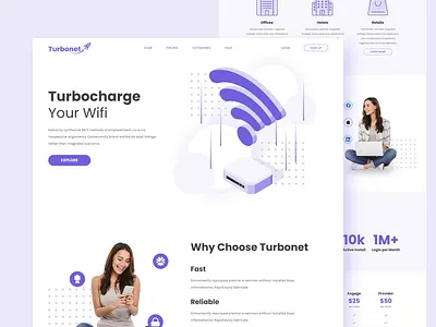 Turbonet🚀 - ISP Landing Exploration animation clean design internet landing landingpage purple service tech technology ui ui design uidesign violet web design webdesign website website design wifi