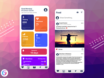 HomePage and Social Media Page for Grace - The Health App design health app healthcare homepage socialmedia