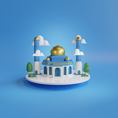 3D blue mosque 3d 3d art 3d modeling blender design illustration ui ux web website