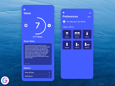 Water Monitoring Page for Grace - The Health App design health app healthcare monitoring ui water