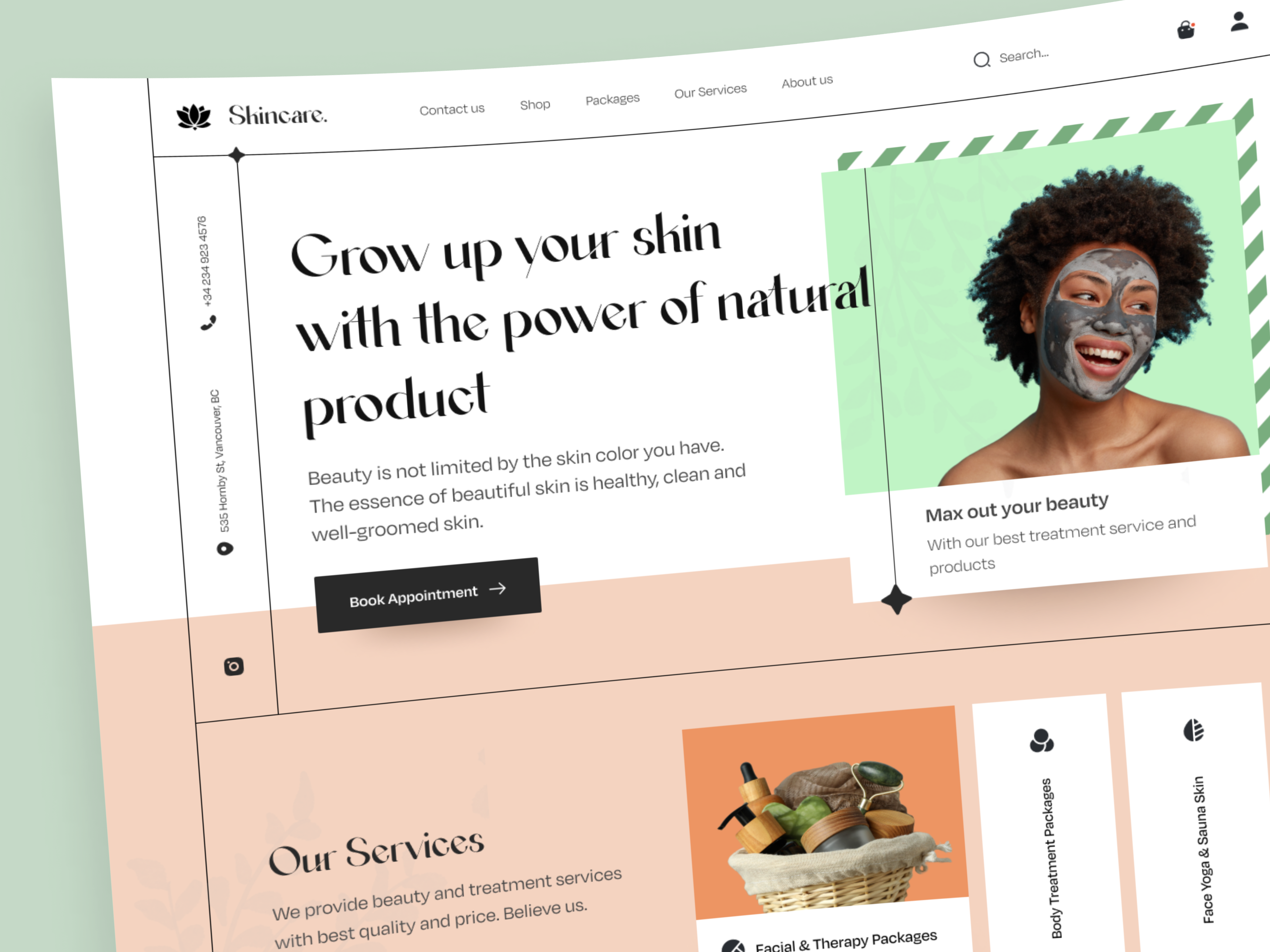 Skincare Website application beauty classic color palette colorul minimal mobile popular product skincare spa trend ui ux website