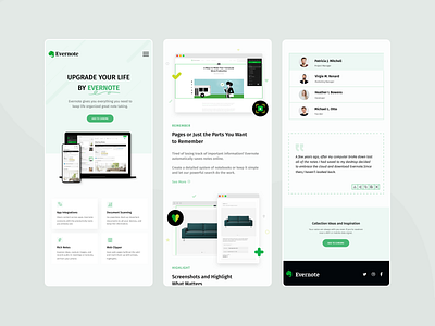 Evernote SaaS Landing Page - Mobile Responsive animation app cards clean dark dark mode design electron evernote homepage mobile mobile ui modern motion ui ui design views web app webdesign website