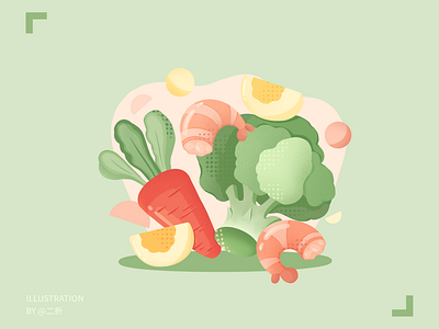 有机食品 carrot design eggs flat flat illustration food food illustration green healthy healthy food illustration organic organic foods procreate shrimp vegetable 有机