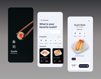 Sushi Restaurant UI Design App app ui color design illustration ui ui design uiux user experience userinterface ux