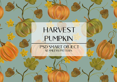 harvest pumpkin seamless print pattern graphic design illustration psd layer files seamless pattern