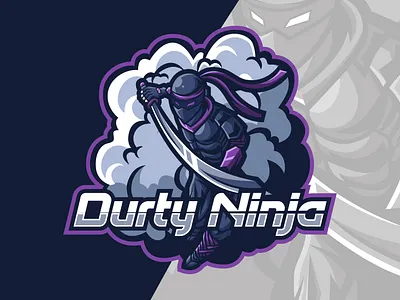 DURTY NINJA esport esportlogo gaming logo illustration illustrator logo logo design mascot logo ninja sword twitch logo vector