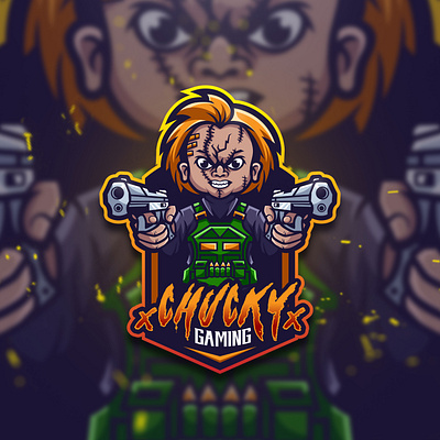 CHUCKY GAMING chucky esportlogo gaming logo gun illustration illustrator logo logo design mascot logo stream twitch logo vector