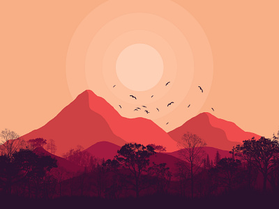 Mountain illustration artwork birds design art hill illustraion illustration illustration art mountain sky ui vector