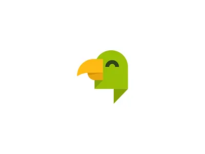 Talking parrot bird brand branding cartoon character creative cute elegant language logo logotype mascot modern parrot sale school simple speak talk unused