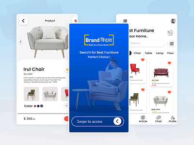 Furniture Shop App Design | UX/UI ( Wireframe, Prototype, Expor furniture app phone app ui uxui webdesign