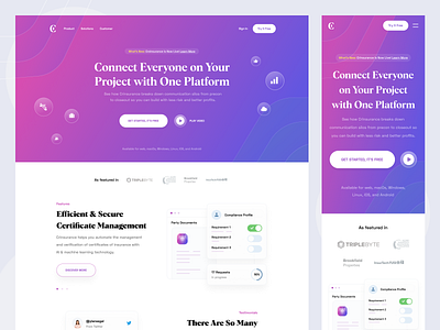 Creinsurance - Landing Page blue clean design gradient grape insurance landing page minimal pink ui web design website