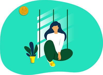 Sitting woman flat floor girl illustration illustrator relaxed sitting ui woman