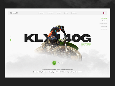 Kawasaki - Product page clean concept design electro kawasaki landing landing page minimal motorbike motorbikes motorcycle