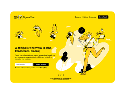 Pigeon Post Custom illustrations character custom design email getillustrations illustrations illustrations／ui landing landing page line logistics outline pigeon poster team ux vector website work