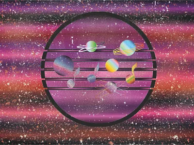 Music is a space of feelings Part 2. Circle. adobe illustrator adobe photoshop illustraion music note old planet purple space